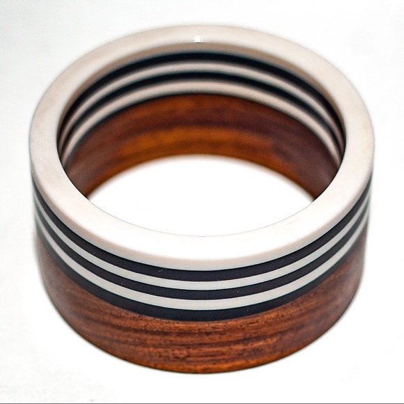 Wood+Lucite HANDMADE Vintage Repro Bangle! 1 Left! - Picture 5 of 8